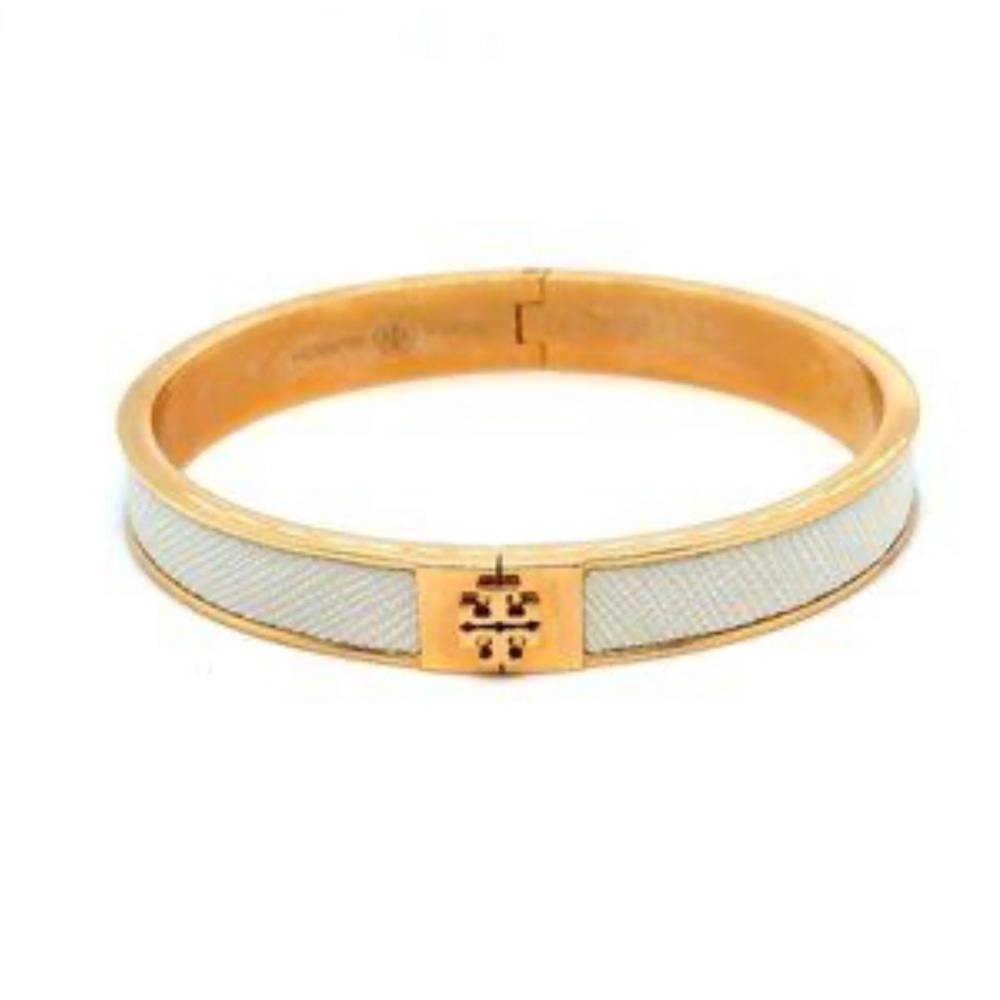 Tory Burch Gold & White Enamel Bangle